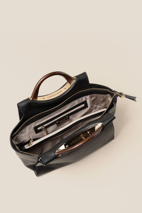 borsa Gironacci, borsa in pelle, borsa donna, borsa artigianale, borsa Made in Italy, 532 Vitello Nero