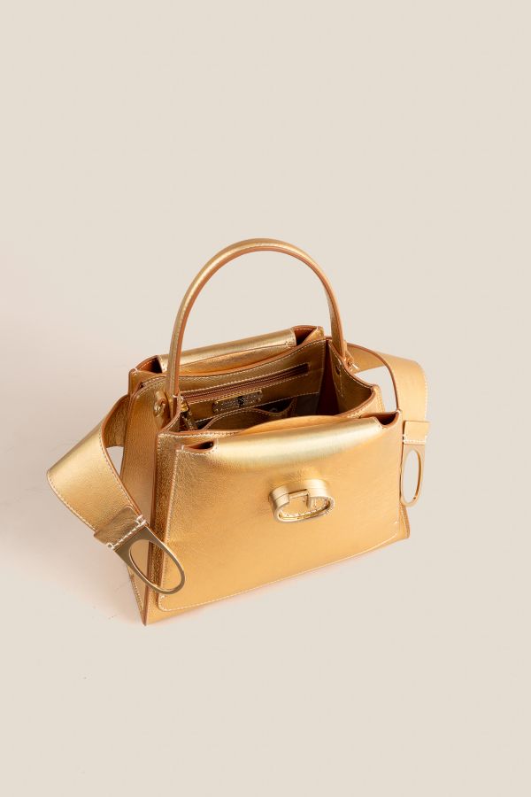 borsa donna, borsa artigianale, borsa Gironacci, borsa in pelle, borsa Made in Italy, 3121 Metallic Oro 777