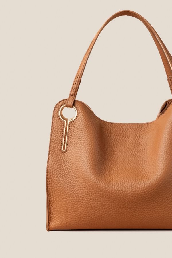 borsa Made in Italy, borsa in pelle, borsa da donna, borsa grande, borsa Gironacci, 3442 Velvet Cognac 175