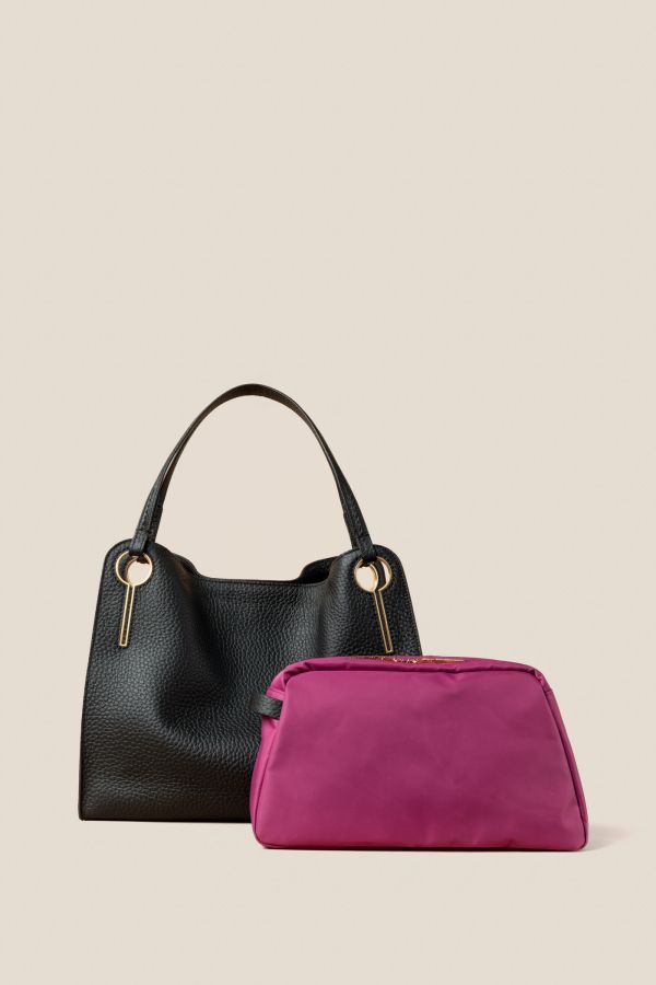 Gironacci borsa, borsa da donna, borsa grande, borsa Made in Italy, borsa in pelle, 3442 Velvet Nero