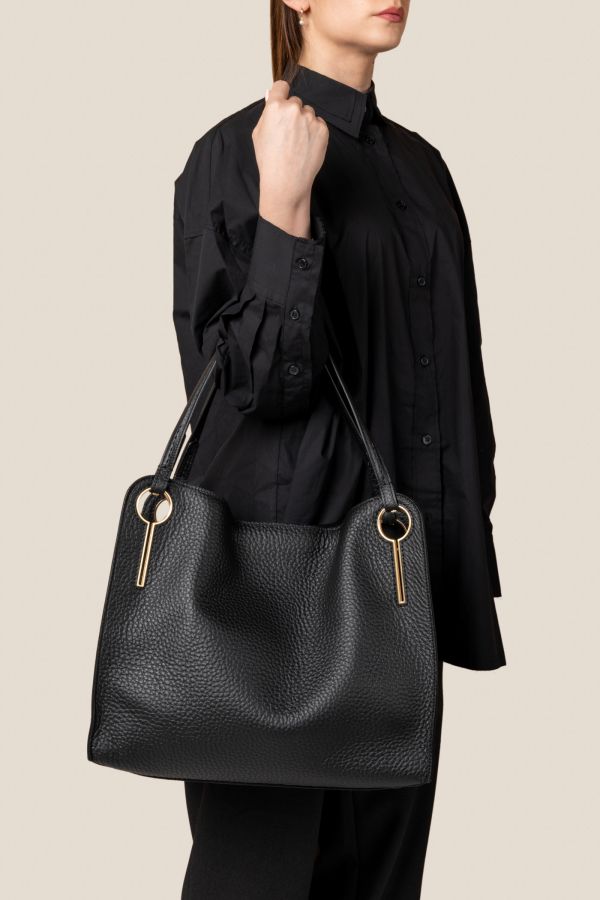 Gironacci borsa, borsa da donna, borsa grande, borsa Made in Italy, borsa in pelle, 3442 Velvet Nero